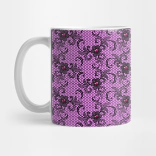 pink purple and black lace pattern mask with rhinestones for glamour girls and women great elegant gift Mug